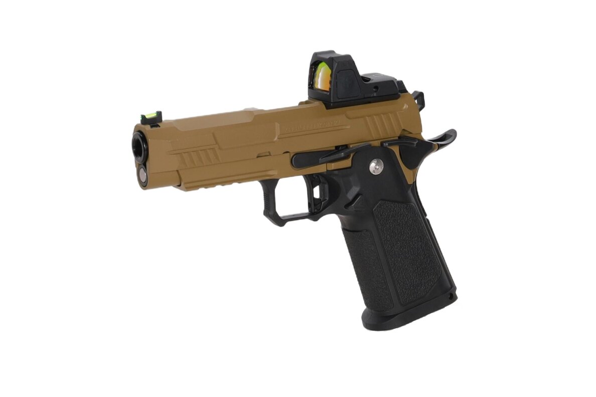 Arcturus Vanguard 4.3" Hi-Capa GBB Optics Ready airsoft pistol with ARS-1 red dot sight Half-Tan 13 Arcturus Vanguard 4.3" Hi-Capa GBB Optics Ready airsoft pistol with ARS-1 red dot sight Half-Tan 13