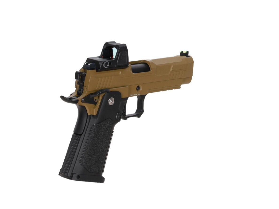 Arcturus Vanguard 4.3" Hi-Capa GBB Optics Ready airsoft pistol with ARS-1 red dot sight Half-Tan 1