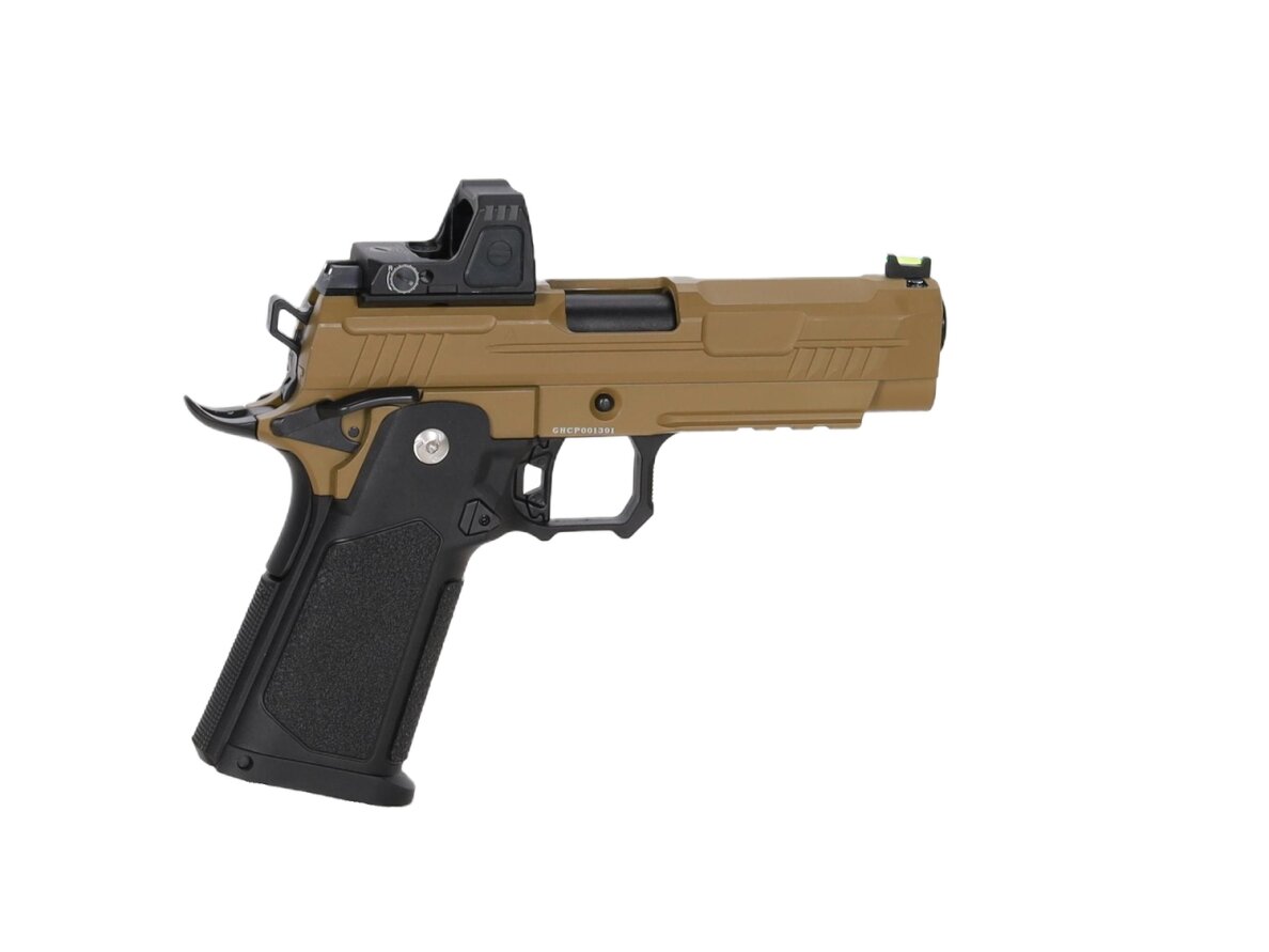 Arcturus Vanguard 4.3" Hi-Capa GBB Optics Ready airsoft pistol with ARS-1 red dot sight Half-Tan 3