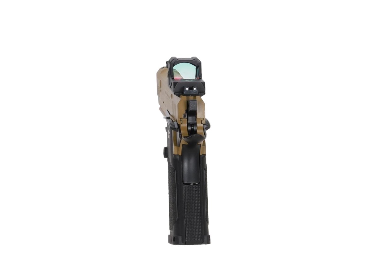 Arcturus Vanguard 4.3" Hi-Capa GBB Optics Ready airsoft pistol with ARS-1 red dot sight Half-Tan 7