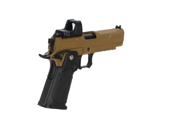 Arcturus Vanguard 4.3" Hi-Capa GBB Optics Ready airsoft pistol with ARS-1 red dot sight Half-Tan 1 Arcturus Vanguard 4.3" Hi-Capa GBB Optics Ready airsoft pistol with ARS-1 red dot sight Half-Tan 1
