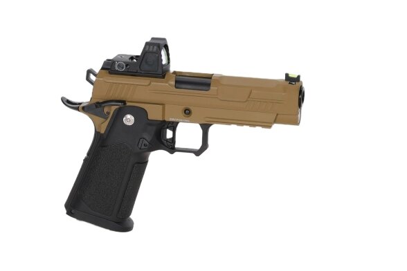 Arcturus Vanguard 4.3" Hi-Capa GBB Optics Ready airsoft pistol with ARS-1 red dot sight Half-Tan 10 Arcturus Vanguard 4.3" Hi-Capa GBB Optics Ready airsoft pistol with ARS-1 red dot sight Half-Tan 10