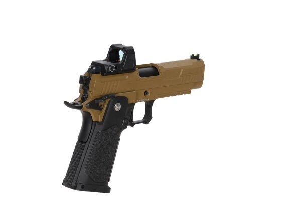 Arcturus Vanguard 4.3" Hi-Capa GBB Optics Ready airsoft pistol with ARS-1 red dot sight Half-Tan 1