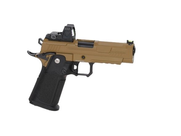 Arcturus Vanguard 4.3" Hi-Capa GBB Optics Ready airsoft pistol with ARS-1 red dot sight Half-Tan 10