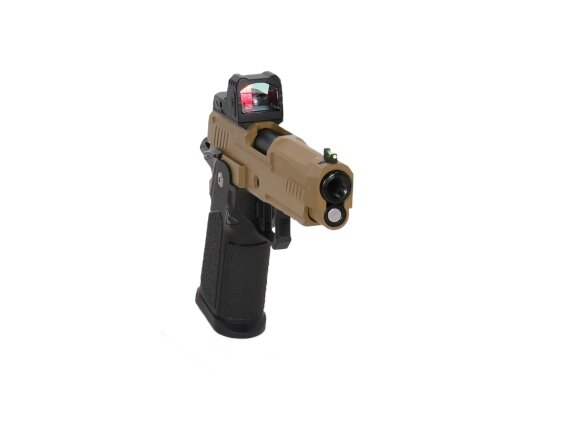 Arcturus Vanguard 4.3" Hi-Capa GBB Optics Ready airsoft pistol with ARS-1 red dot sight Half-Tan 11