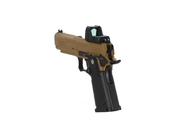 Arcturus Vanguard 4.3" Hi-Capa GBB Optics Ready airsoft pistol with ARS-1 red dot sight Half-Tan 12