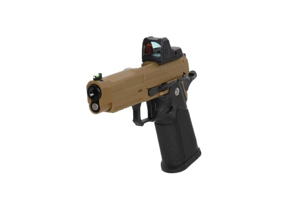 Arcturus Vanguard 4.3" Hi-Capa GBB Optics Ready airsoft pistol with ARS-1 red dot sight Half-Tan 2