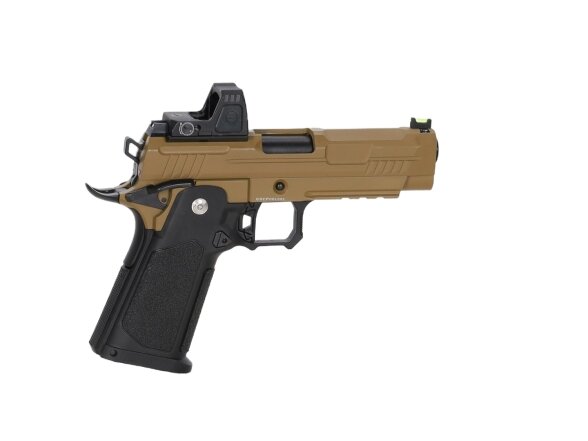 Arcturus Vanguard 4.3" Hi-Capa GBB Optics Ready airsoft pistol with ARS-1 red dot sight Half-Tan 3