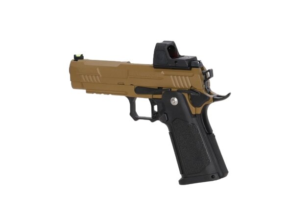 Arcturus Vanguard 4.3" Hi-Capa GBB Optics Ready airsoft pistol with ARS-1 red dot sight Half-Tan 8