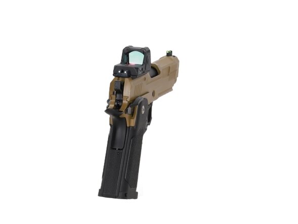 Arcturus Vanguard 4.3" Hi-Capa GBB Optics Ready airsoft pistol with ARS-1 red dot sight Half-Tan 9