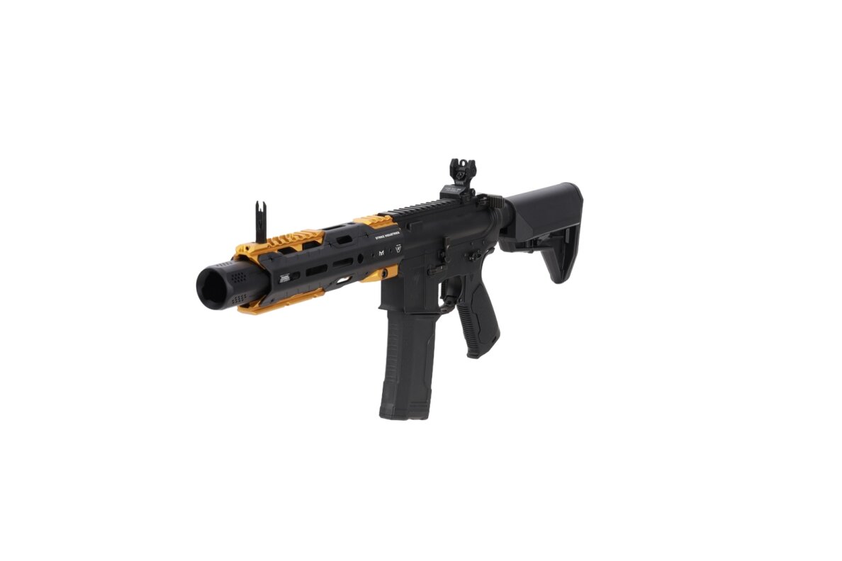 King Arms x Strike Industries Sentinel GRIDLOK® 8.5" Aster SE ETU Black and Gold airsoft Carbine 2