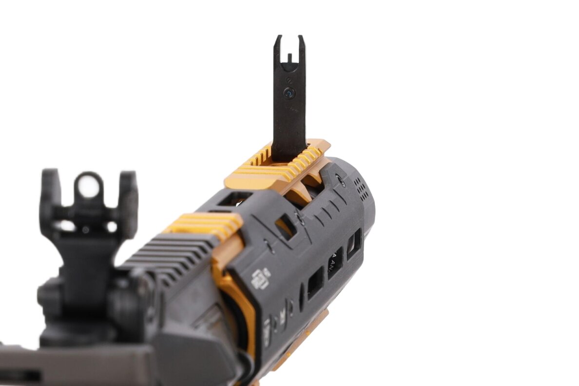 King Arms x Strike Industries Sentinel GRIDLOK® 8.5" Aster SE ETU Black and Gold airsoft Carbine 14