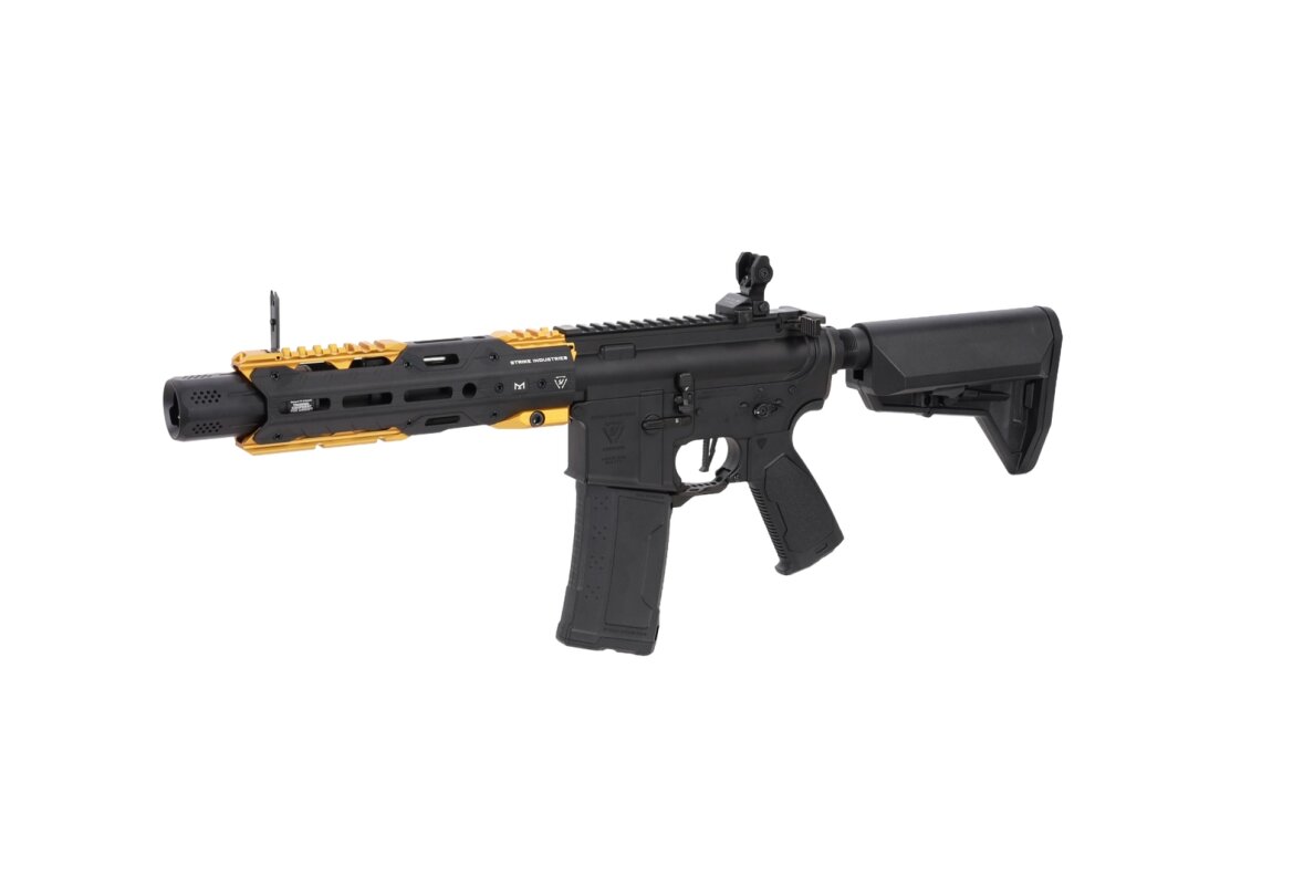 King Arms x Strike Industries Sentinel GRIDLOK® 8.5" Aster SE ETU Black and Gold airsoft Carbine 5