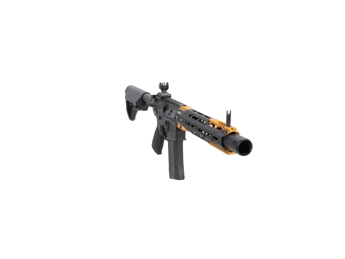 King Arms x Strike Industries Sentinel GRIDLOK® 11" Aster SE ETU Black and Gold airsoft Carbine 14