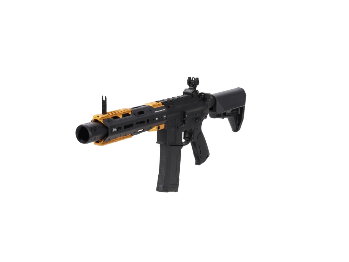 King Arms x Strike Industries Sentinel GRIDLOK® 8.5" Aster SE ETU Black and Gold airsoft Carbine 2