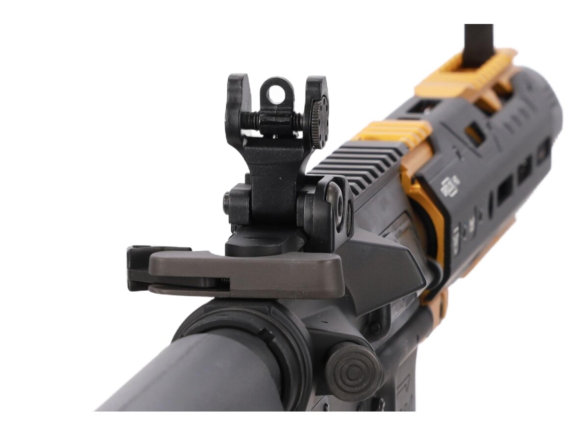 King Arms x Strike Industries Sentinel GRIDLOK® 8.5" Aster SE ETU Black and Gold airsoft Carbine 15
