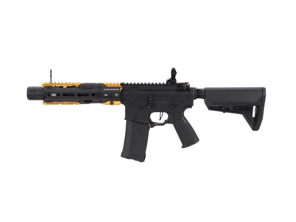 King Arms x Strike Industries Sentinel GRIDLOK® 8.5" Aster SE ETU Black and Gold airsoft Carbine