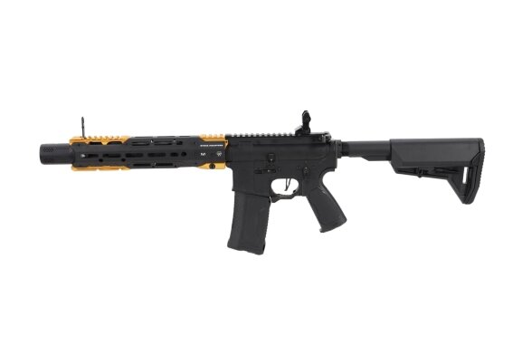 King Arms x Strike Industries Sentinel GRIDLOK® 11" Aster SE ETU Black and Gold airsoft Carbine King Arms x Strike Industries Sentinel GRIDLOK® 11" Aster SE ETU Black and Gold airsoft Carbine