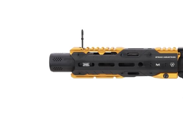 King Arms x Strike Industries Sentinel GRIDLOK® 8.5" Aster SE ETU Black and Gold airsoft Carbine 12