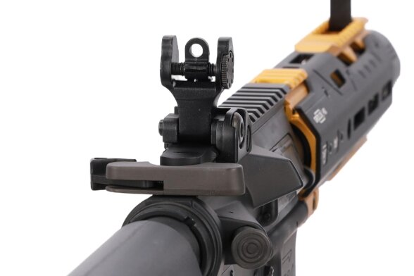 King Arms x Strike Industries Sentinel GRIDLOK® 8.5" Aster SE ETU Black and Gold airsoft Carbine 15