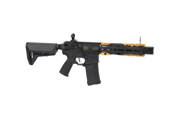 King Arms x Strike Industries Sentinel GRIDLOK® 8.5" Aster SE ETU Black and Gold airsoft Carbine 1