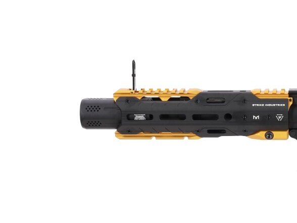 King Arms x Strike Industries Sentinel GRIDLOK® 8.5" Aster SE ETU Black and Gold airsoft Carbine 12