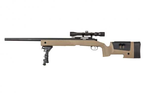 SA-S02 CORE™ Sniper Rifle Replica with Scope and Bipod - Tan SA-S02 CORE™ Sniper Rifle Replica with Scope and Bipod - Tan