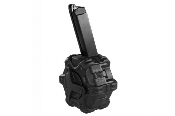 Glock tipo pistoletų būgninė dėtuvė