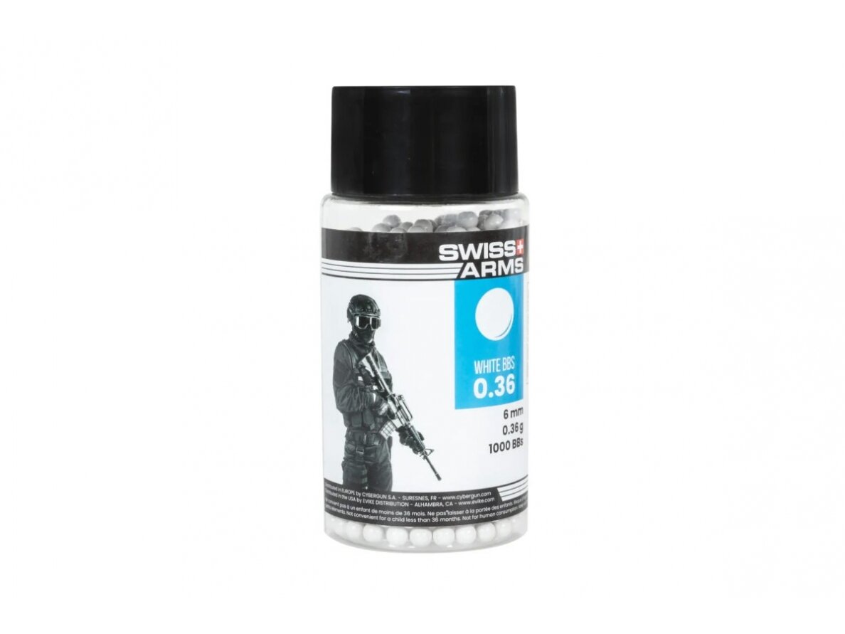 Swiss Arms 0.36g BBs 1000 pieces bottle White